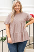 Plus Size Eyelet Pattern Ruffle Sleeve Babydoll Top